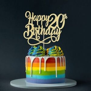 Gold/Rhinestone Happy Birthday Cake Topper